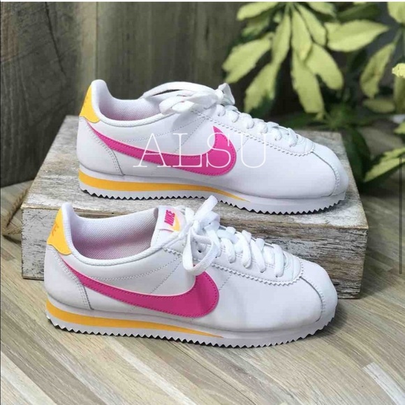 Nike Classic Cortez Leather White Laser Fuchsia W - Picture 4 of 8